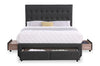 Beck Upholstered Storage Bed in Dark Grey Fabric, Button Tufted - Full Size | Lit rembourré Beck en tissu gris foncé avec rangement et capitonnage à boutons - format lit double