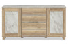 Vega Dining Server with Storage & 4 Drawers, Marble Look, 66"W - Natural & White | Desserte de salle à manger Vega de 66 po (L) en imitation de marbre avec rangement et 4 tiroirs - naturelle et blanche