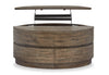 Elm 40” Round Rustic Pine Lift Top Coffee Table with Casters - Brown | Table à café ronde rustique Elm de 40 po en pin avec dessus relevable - brune