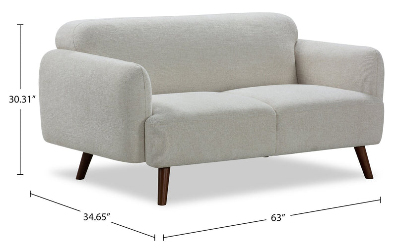 Sadie 63\" Fabric Loveseat with Rubberwood Legs – Sand