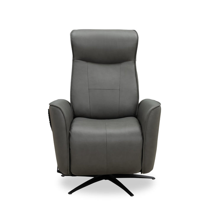 Serene 31\" Genuine Leather Power Reclining Massage Chair with Power Headrest and Heated Seat - Grey