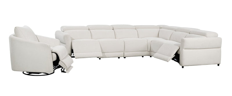 Cindy Crawford Home Aspen 33.5\" Fabric Swivel Power Reclining Chair with Power Footrest - Alabaster