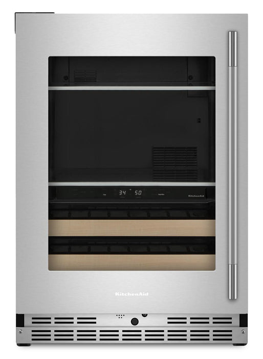 KitchenAid 24\" Beverage Centre with Wood-Front Racks – PrintShield™ Stainless Steel - KUBL524SPS