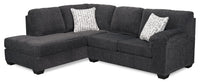 Made in Canada Morgan 2-Piece Left-Facing Chenille Fabric Sectional with Accent Pillows - Grey