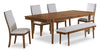 Ember 6pc Dining Set with Table, Bench & 4 Chairs, 74-92\"W - Grey & Brown
