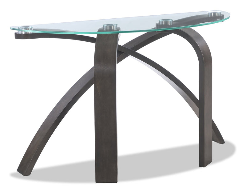 Jorja 46\" Modern Glass Top Sofa Table - Brown with Bentwoood Legs