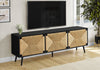 Jersey 71" Tv Stand with Seagrass-Look Cabinet Doors for TVs up to 70" - Black | Meuble pour téléviseur Jersey de 71 po avec portes d’armoires d’apparence ruppie maritime pour téléviseurs jusqu’à 70 po - noir