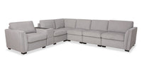 Vault 7-Piece Sectional with Five Storage Chairs and Storage USB Console - Grey 