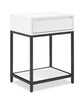 Akio Bedside 1-Drawer Nightstand with Lift-top Storage, 18"W x 25.75"H - White/Black | Table de nuit Akio de 18 po (l) x 25,75 po (H) à 1 tiroir avec dessus relevable et rangement - blanche et noire