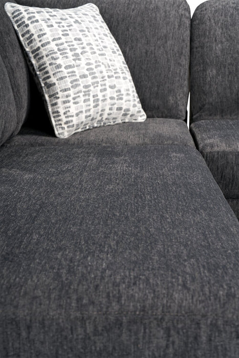 Made in Canada Morgan 2-Piece Right-Facing Chenille Fabric Wrap Sectional with Accent Pillows - Grey