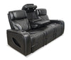 Elite 86" Genuine Leather Massage Power Reclining Sofa with Immersive Audio and Power Headrests - Black | Sofa de massage à inclinaison électrique Elite de 86 po en cuir véritable avec son immersif et appuie-têtes électriques - noir