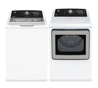 GE 5.3 Cu. Ft. Top Load Washer and 7.4 Cu. Ft. Electric Dryer - White