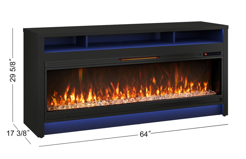 Blazen 64\" Electric Fireplace TV Stand with Storage for TVs up to 70\" - Black