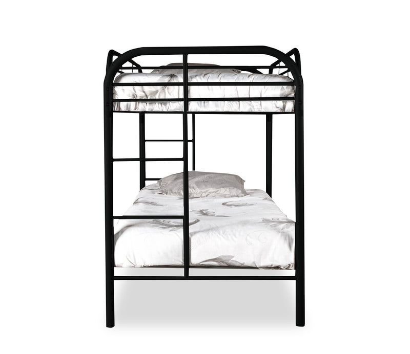 Logan Bunk Bed with Ladders & Guard Rail for Kids, Black Metal - Twin/Twin