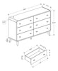 Cami Bedroom 6-Drawer Dresser, Mid-Century Modern, 58.5"W x 17.5"H - Grey Oak | Commode de chambre à coucher moderne du milieu du 20e siècle Cami de 58,5 po (L) x 17,5 po (H) à 6 tiroirs - chêne gris