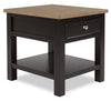 Wells 24\" Solid Wood End Table with Storage and Shelf - Two Tone Brown