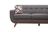 Kort & Co. Freeman 88" Linen-Look Fabric Sofa with Wood Base and Tufted Back Cushions - Charcoal Grey | Sofa Freeman Kort & Co. de 88 po en tissu d’apparence lin avec pattes en bois et coussins de dossier capitonnés - gris anthracite