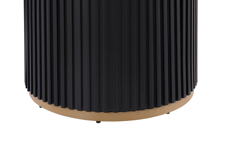 Kort & Co. Capri Round Dining Table with Marble-Look Top & Gold Accent, 47\"W Round - Black & White