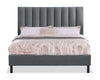 Amos Upholstered Headboard in Charcoal Fabric, Channelled - Queen Size | Tête de lit rembourrée Amos en tissu anthracite en canaux - format grand lit