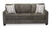 Made in Canada Lennox 79\" Chenille Fabric Sofa with Reversible Cushions and Accent Pillows - Grey