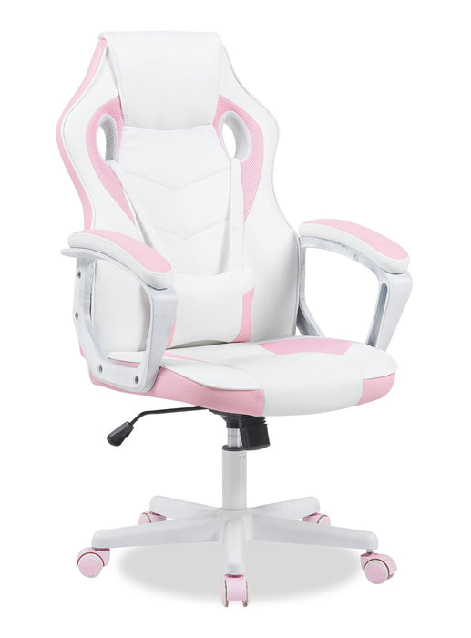 Velocity 24\" Ergonomic Gaming Chair - White & Pink