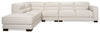 Citadel 3-Piece Left-Facing Top-Grain Genuine Leather Sectional with Wood Legs - Frost White | Sofa sectionnel de gauche Citadel 3 pièces en cuir véritable de qualité supérieure avec pattes en bois - blanc givré