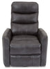 Quinn Leather-Look Fabric Swivel Rocker Power Recliner - Grey 