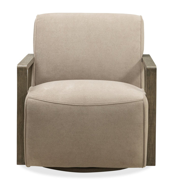 Mode 29.5\" Velvet Swivel Accent Chair with Wood Arms - Beige