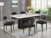 Kort & Co. Capri Dining Table with Marble-Look Top & Gold Accent, Pedestal Base, 72"W - Black/White | Table de salle à manger Capri de Kort & Co. de 72 po (L) avec dessus en imitation de marbre, touches dorées et base piédestal - noire et blanche