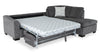 Aubrey 114" Right-Facing Chenille Fabric Eurostyle Queen Sofa Bed Sectional with Wooden Legs – Grey | Sofa-lit sectionnel de droite avec grand lit Aubrey de 114 po de style européen en tissu de chenille avec pattes en bois - gris