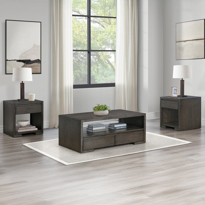 Zelda 48\" Coffee Table with Storage and Shelf – Warm Mocha