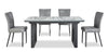 Ezra 5pc Dining Package with 63-79"W Extension Table & 4 Chairs - Faux White Marble & Grey | Ensemble de salle à manger Ezra 5 pièces avec table qui s’allonge de 63 po à 79 po (L) et 4 chaises - imitation de marbre blanc et gris