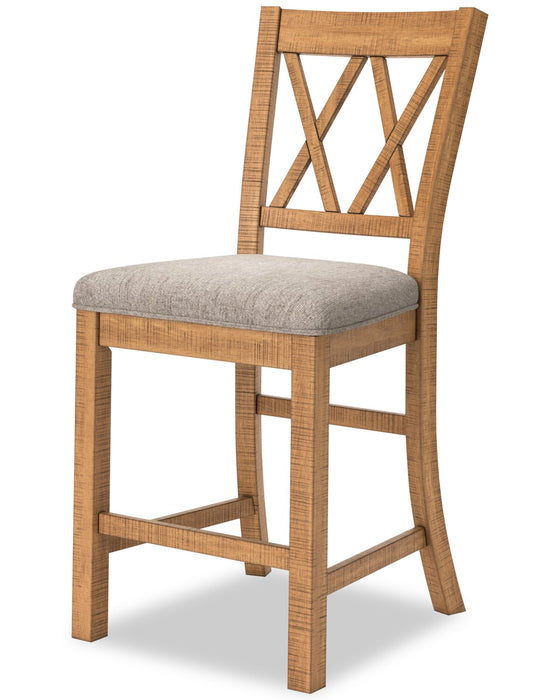 Archer 6pc Counter-Height Dining Package with 72-108\" Extension Table, Bench & 4 Chairs - Light Brown