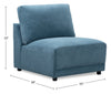 Voyage Modular Fabric Armless Chair with Removable Back Cushions – Blue | Fauteuil sans accoudoirs modulaire Voyage en tissu avec coussins de dossier amovibles - bleu