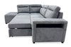 Coast 3-Piece Left-Facing Fabric Sleeper Sectional with Storage and Ottoman - Smoke | Sofa-lit sectionnel de gauche Coast 3 pièces en tissu avec rangement et pouf - fumée
