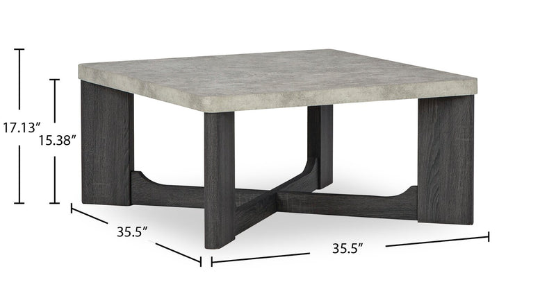 Sherman 35.5” Modern 3-Pack Coffee + 2 End Tables - Grey