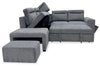 Coast 3-Piece Left-Facing Fabric Sleeper Sectional with Storage and Ottoman - Smoke | Sofa-lit sectionnel de gauche Coast 3 pièces en tissu avec rangement et pouf - fumée