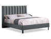 Amos Upholstered Platform Bed in Charcoal Fabric with Channelled Headboard - Queen Size