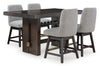 Metro Counter Height Dining Table with Built-in Wine Rack, 66"W - Brown | Table de salle à manger Metro de 66 po (L) de hauteur comptoir avec support à vin intégré - brune