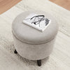 Winnipeg 17.5" Round Fabric Storage Ottoman - Grey|Pouf de rangement rond Winnipeg de 17,5 po en tissu - gris
