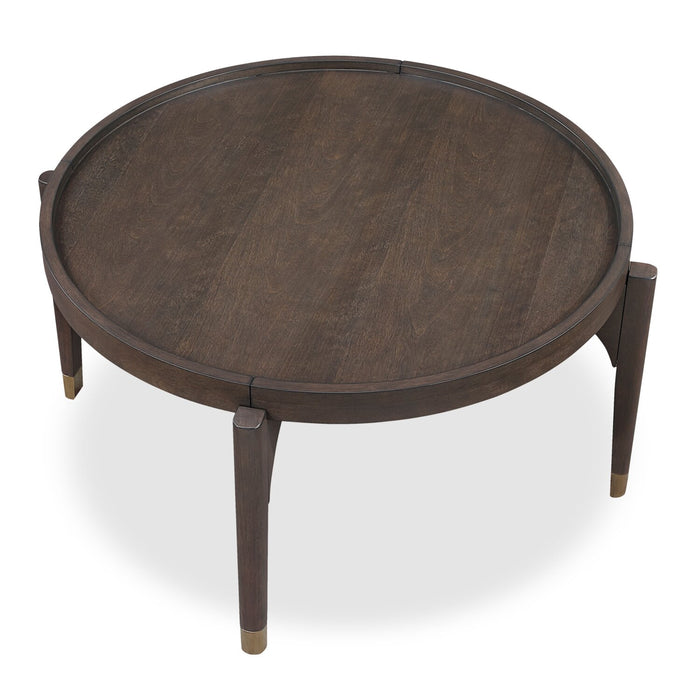 Neeva 36\" Modern Round Coffee Table - Dark Brown Birch
