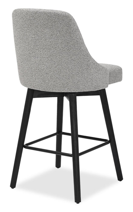 Nash Counter-Height Stool with Swivel Seat & Polyester Fabric, 26.5\"H, Wood & Metal - Grey