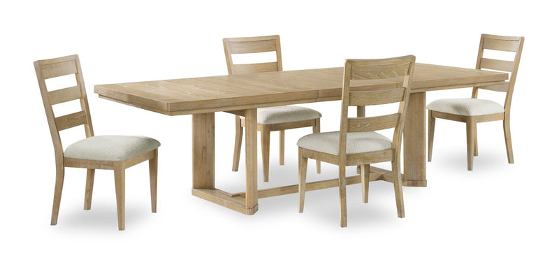 Aspen 5pc Dining Package with 80-104\" Extension Table & 4 Chairs, Fabric - Natural