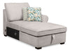 Scott Living Haven 3-Piece Left-Facing Chenille Fabric Cuddler Sleeper Sectional with Storage - Grey | Sofa-lit sectionnel enveloppant de gauche Haven de Scott Living 3 pièces en tissu de chenille avec rangement - gris