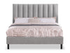 Amos Upholstered Platform Bed in Grey Fabric with Channelled Headboard - Full Size | Lit plateforme Amos rembourré en tissu gris avec tête de lit à canaux - format lit double