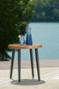 Tofino Outdoor Patio Round End Table - 22"W, Aluminum, UV & Weather Resistant - Brown/Black | Table de bout ronde Tofino pour la terrasse à l’extérieur - 22 po (L), aluminium, résistant aux rayons UV et aux intempéries - brune et noire