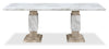 Vega 5pc Dining Set with Table & 4 Chairs, Marble Look, Pedestal Base, 82"W - Natural & White | Ensemble de salle à manger Vega 5 pièces avec table de 82 po (L), imitation de marbre, base piédestal et 4 chaises - naturel et blanc