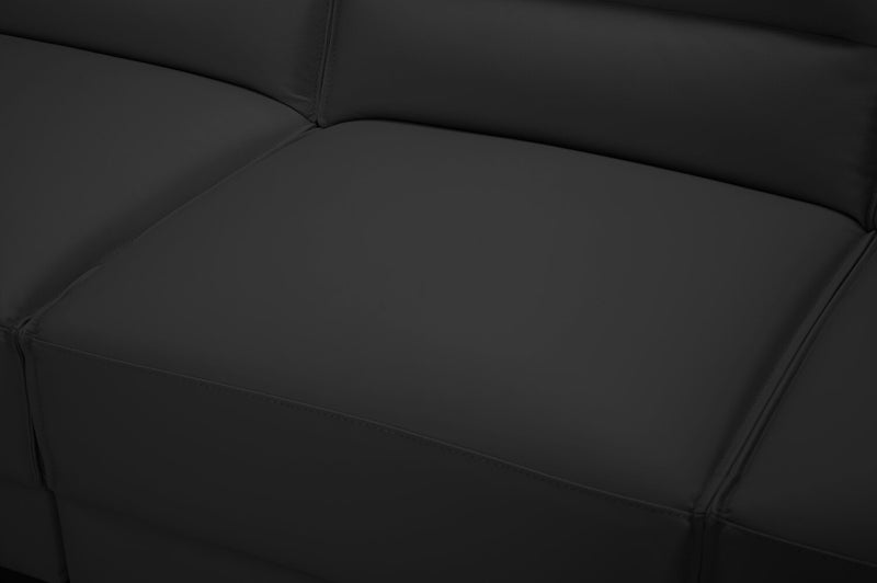 Citadel 3-Piece Left-Facing Top-Grain Genuine Leather Sectional with Wood Legs - Black