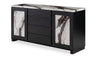 Vega Dining Server with Storage & 4 Drawers, Marble Look, 66"W - Black & White | Desserte de salle à manger Vega de 66 po (L) en imitation de marbre avec rangement et 4 tiroirs - noire et blanche