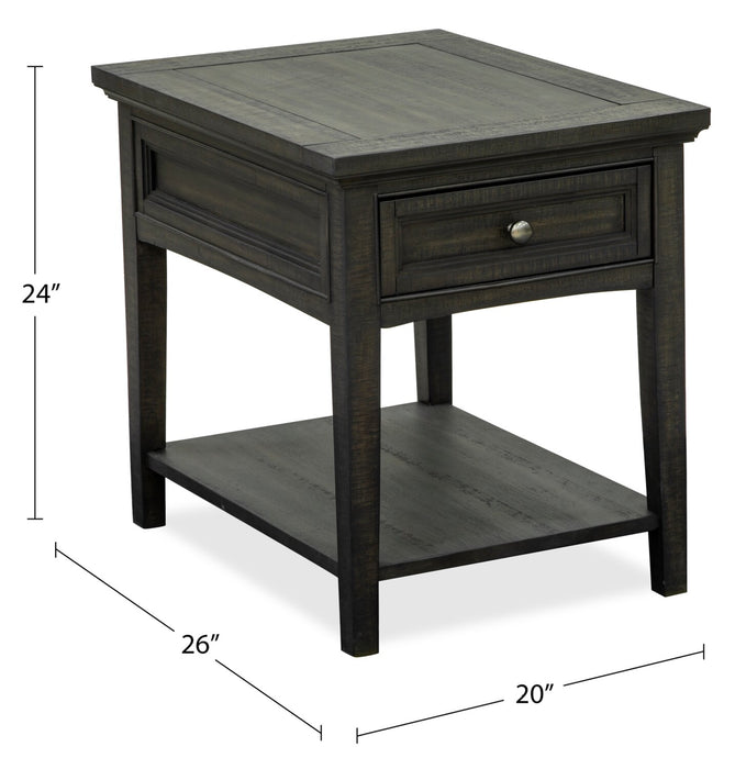 Hanson 20” Traditional Pine End Table with Storage - Graphite